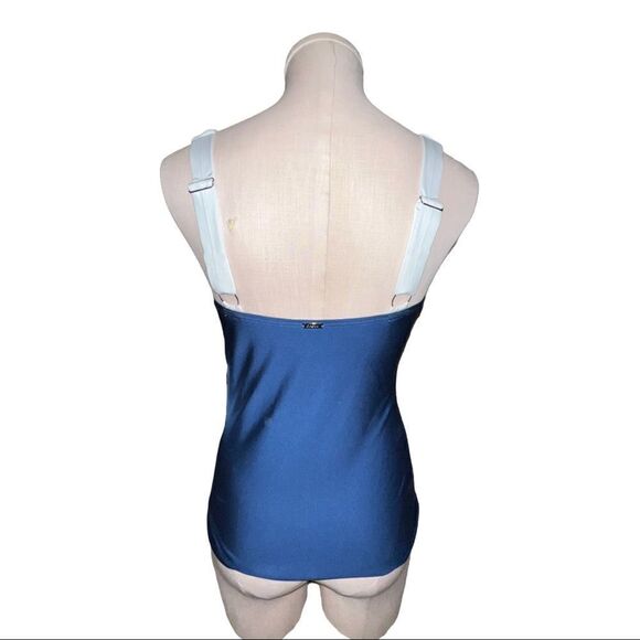 DKNY Colorblocked Tankini Top Baltic Navy Women's Large NWT - Picture 3 of 8